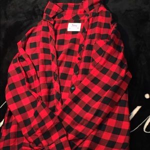 Red and black plaid top